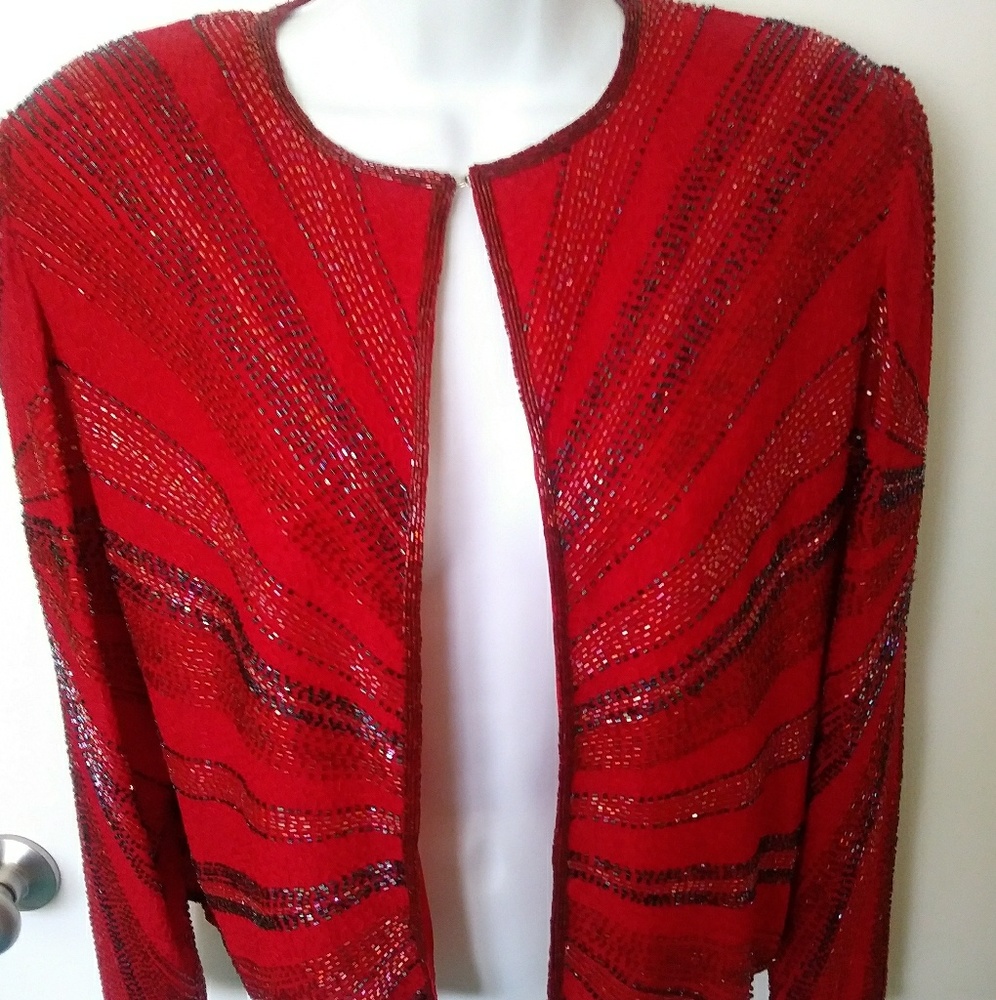 Beautiful Crop Bugle Beads Jacket